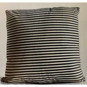 Square Cotton Striped Pillow- Black & White